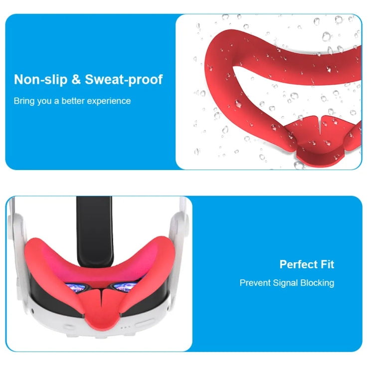 For Meta Quest 3 Silicone Face Cover Eye Mask with Nose Pad(Red) - VR Accessories by buy2fix | Online Shopping UK | buy2fix