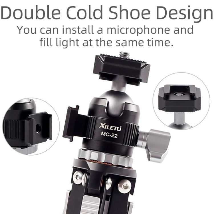 XILETU  MC-22 Mini Tripod Ball Head Double Cold Shoe Design With 1/4 Inch Screw - Tripod Heads by XILETU | Online Shopping UK | buy2fix