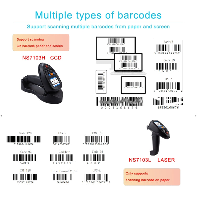 1D Laser  Wireless Barcode Reader Scanner Data Collector With 2.2-Inch LCD Screen - Barcode Scanner by buy2fix | Online Shopping UK | buy2fix