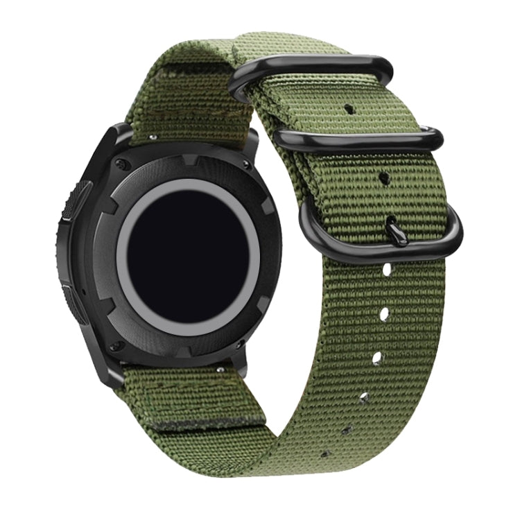 Washable Nylon Canvas Watchband, Band Width:20mm(Army Green with Black Ring Buckle) - Watch Accessories & Parts by buy2fix | Online Shopping UK | buy2fix