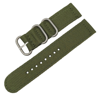 Washable Nylon Canvas Watchband, Band Width:20mm(Army Green with Silver Ring Buckle) - Watch Accessories & Parts by buy2fix | Online Shopping UK | buy2fix