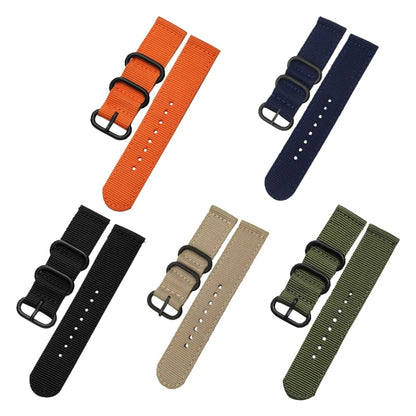 Washable Nylon Canvas Watchband, Band Width:22mm(Black with Black Ring Buckle) - Watch Accessories & Parts by buy2fix | Online Shopping UK | buy2fix