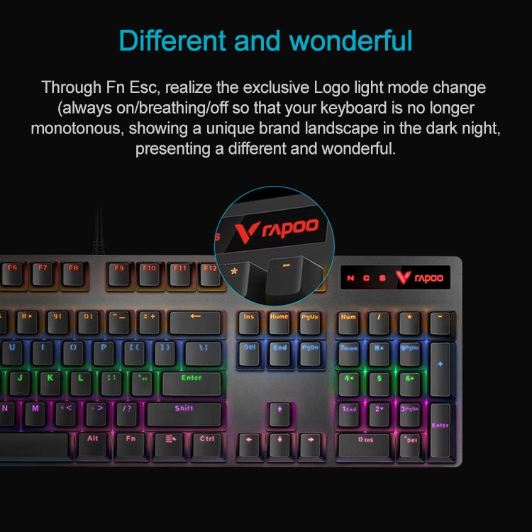 Rapoo V500 PRO Mixed Light 104 Keys Desktop Laptop Computer Game Esports Office Home Typing Wired Mechanical Keyboard(Red Shaft) - Wired Keyboard by Rapoo | Online Shopping UK | buy2fix