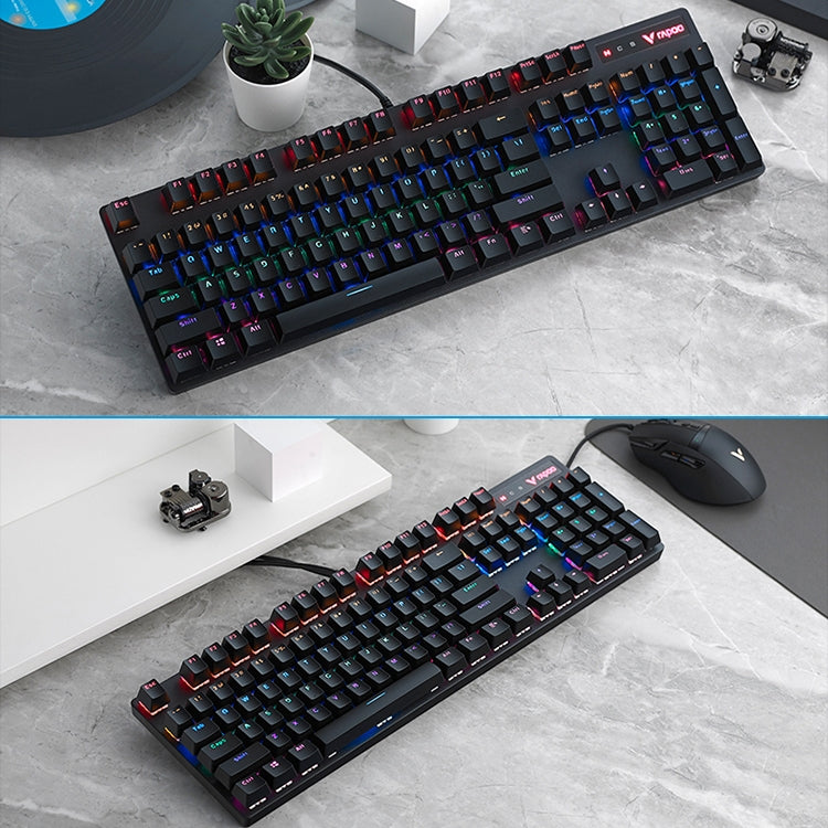 Rapoo V500 PRO Mixed Light 104 Keys Desktop Laptop Computer Game Esports Office Home Typing Wired Mechanical Keyboard(Red Shaft) - Wired Keyboard by Rapoo | Online Shopping UK | buy2fix