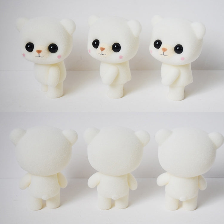 Little Cute PVC Flocking Animal Bear Dolls Creative Gift Kids Toy, Size: 5.5*3.8*6.3cm(White) - Soft Toys by buy2fix | Online Shopping UK | buy2fix