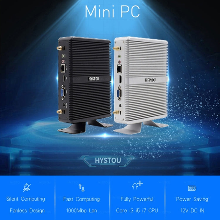 HYSTOU H2 Windows / Linux System Mini PC, Intel Core I3-7167U Dual Core Four Threads up to 2.80GHz, Support mSATA 3.0, 16GB RAM DDR4 + 256GB SSD 500GB HDD (White) - Windows Mini PCs by HYSTOU | Online Shopping UK | buy2fix