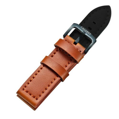 CAGARNY Simple Fashion Watches Band Green Buckle Leather Watch Band, Width: 22mm(Brown) - Watch Accessories & Parts by CAGARNY | Online Shopping UK | buy2fix