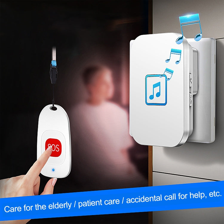 CACAZI C86 Wireless SOS Pager Doorbell Old man Child Emergency Alarm Remote Call Bell, UK Plug(White) - Wireless Doorbell by CACAZI | Online Shopping UK | buy2fix