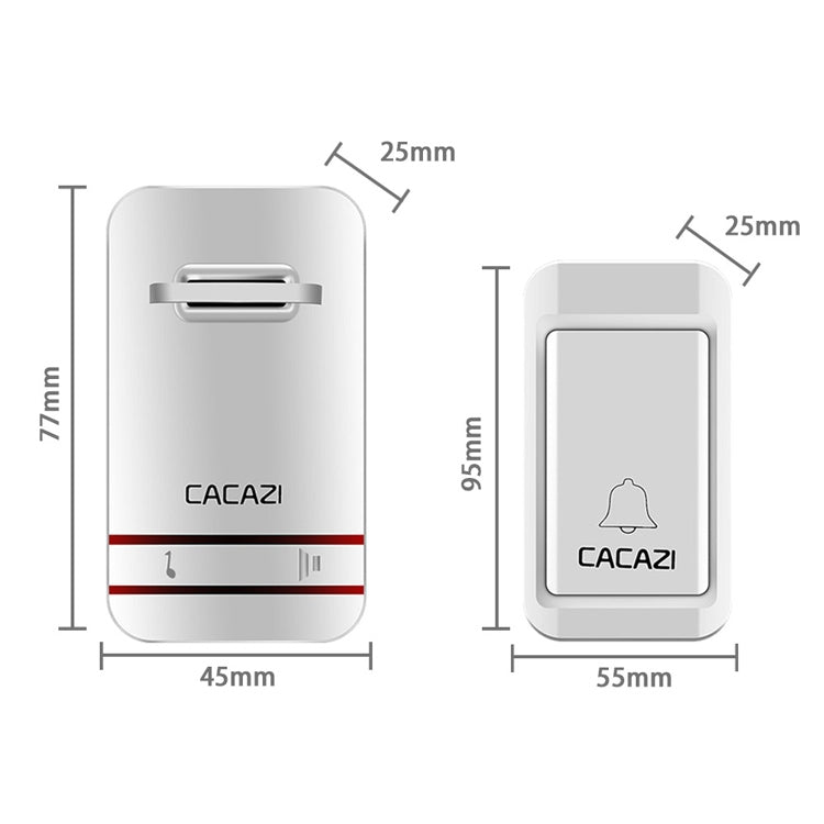 CACAZI V027G One Button Three Receivers Self-Powered Wireless Home Kinetic Electronic Doorbell, US Plug - Security by CACAZI | Online Shopping UK | buy2fix