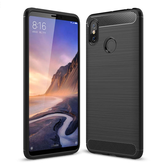 Brushed Texture Carbon Fiber Shockproof TPU Case for Xiaomi Mi Max 3(Black) - Xiaomi Cases by buy2fix | Online Shopping UK | buy2fix