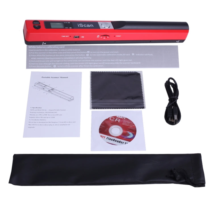 iScan01 Mobile Document Handheld Scanner with LED Display, A4 Contact Image Sensor(Red) - Portable Scanner by buy2fix | Online Shopping UK | buy2fix