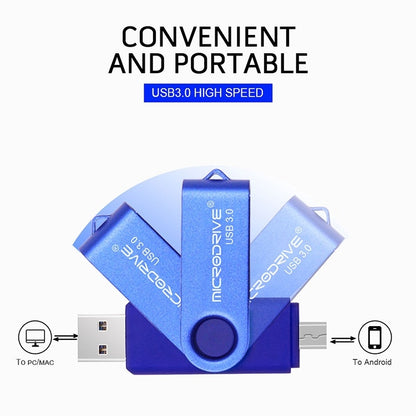 MicroDrive 32GB USB 3.0 Android Phone & Computer Dual-use Rotary Metal U Disk (Red) - USB Flash Drives by MicroDrive | Online Shopping UK | buy2fix