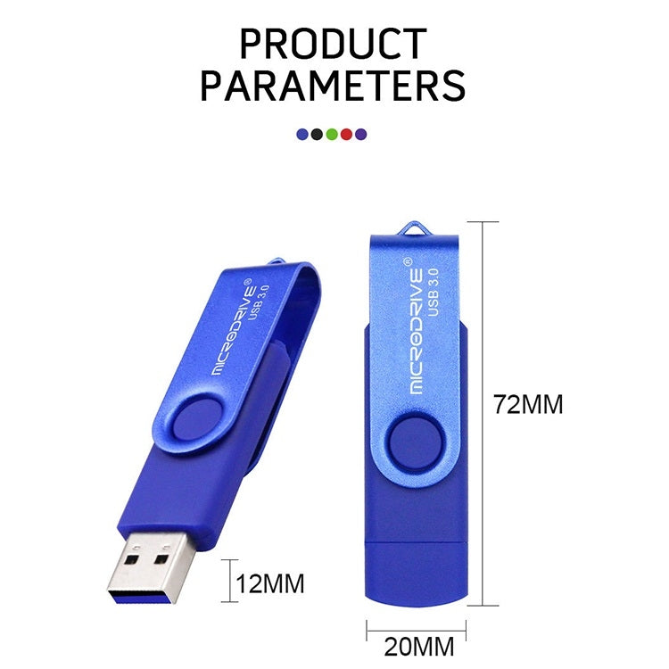 MicroDrive 32GB USB 3.0 Android Phone & Computer Dual-use Rotary Metal U Disk (White) - Computer & Networking by MicroDrive | Online Shopping UK | buy2fix