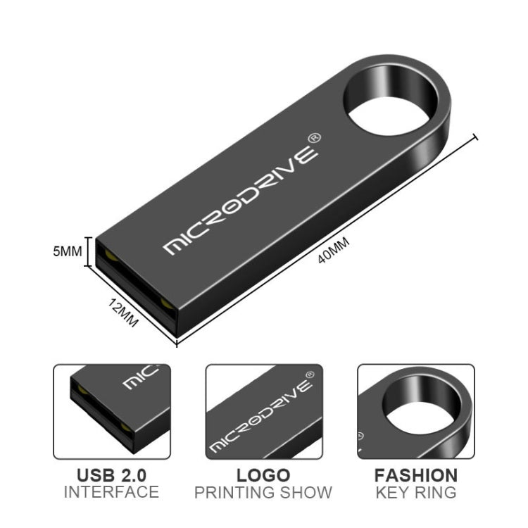 MicroDrive 64GB USB 2.0 Metal Waterproof High Speed U Disk(Black) - USB Flash Drives by MicroDrive | Online Shopping UK | buy2fix