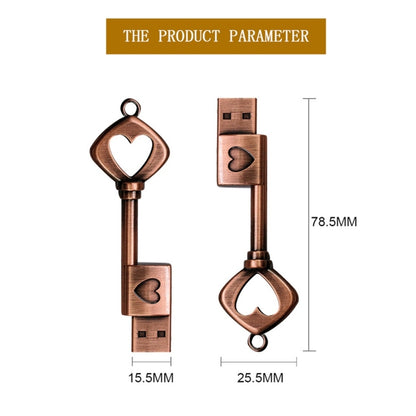 MicroDrive 128GB USB 2.0 Copper Love Key U Disk - USB Flash Drives by MicroDrive | Online Shopping UK | buy2fix