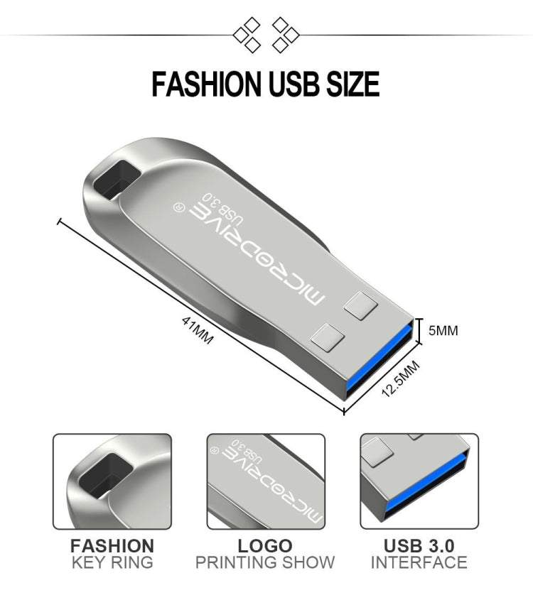 MicroDrive 64GB USB 3.0 Fashion High Speed Metal Rotating U Disk (Grey) - USB Flash Drives by MicroDrive | Online Shopping UK | buy2fix